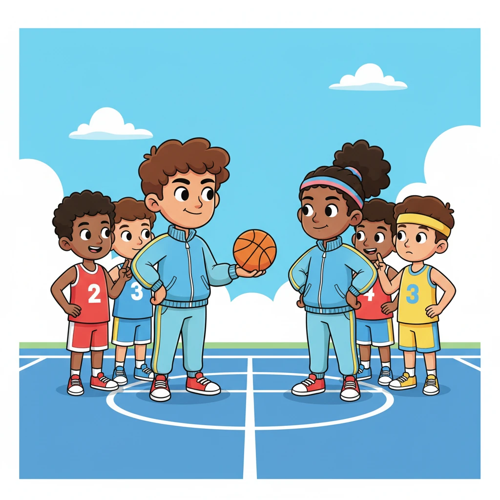 With a smirk, Tae-oh challenges Nadia, holding out the basketball as other players gather, intrigued. He proposes a daring bet: if she sinks a three-pointer right now, he'll replace her vase, apologize grandly, and treat her to the city's finest restaurant.