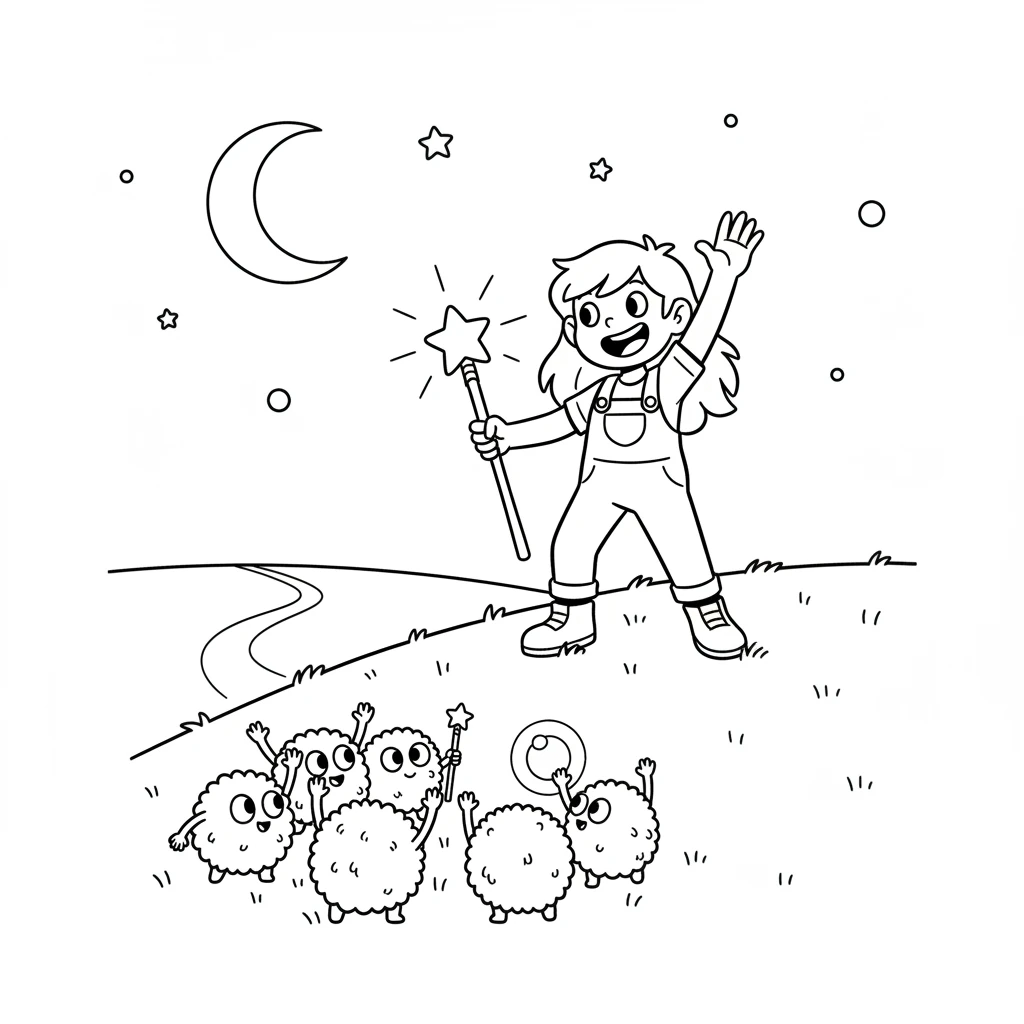 Starla waves goodbye to her new fizz-fuzzy friends. She knows that even the smallest light can chase away shadows. She is ready for her next adventure, wherever music is needed.