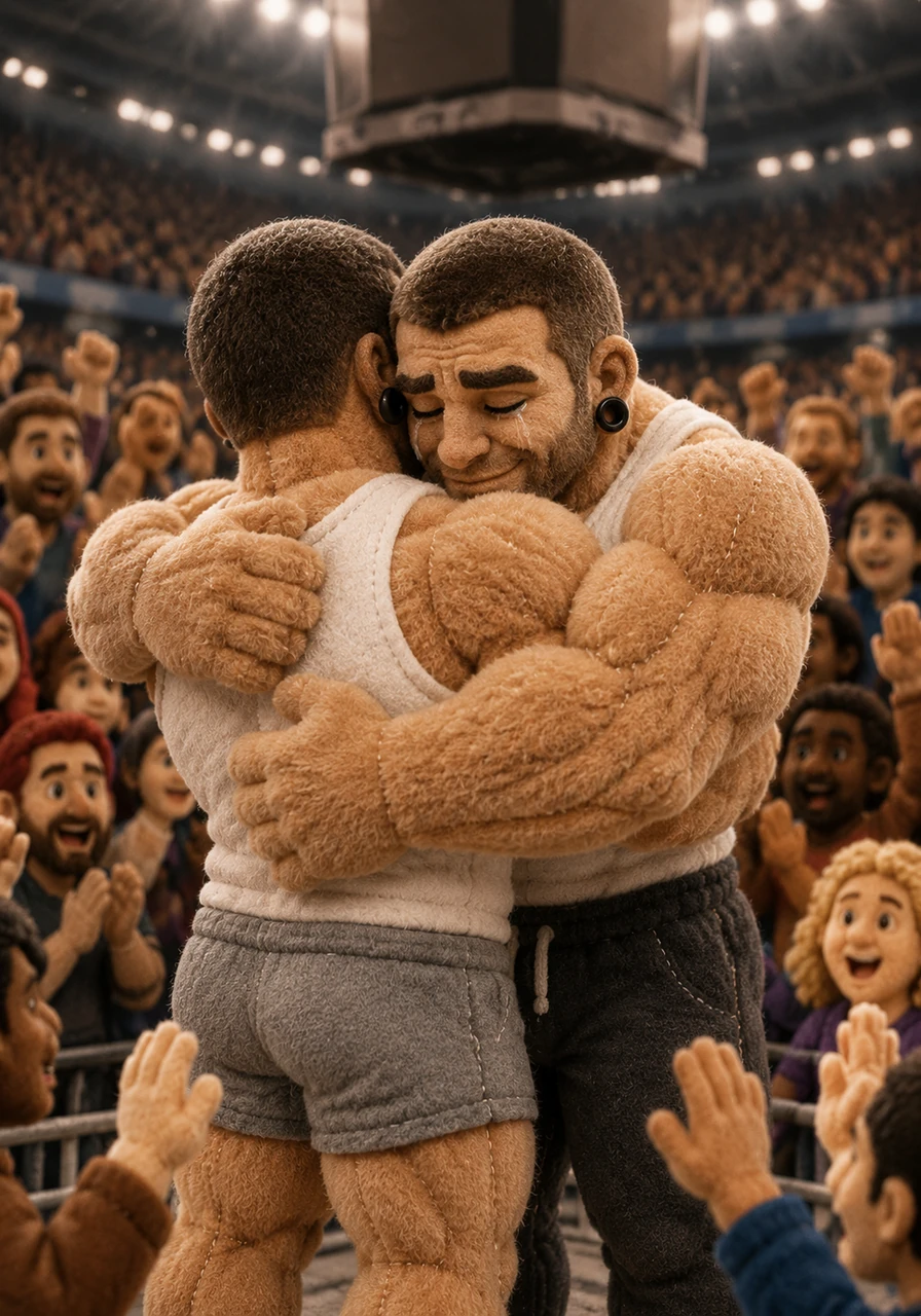 With tears of joy in his eyes, Julian enthusiastically nodded his head and pulled Marcus up into another tight, joyful hug. The arena announcer boomed over the speakers, congratulating the newly engaged couple as the scoreboard flashed their names. The surrounding fans gave them a standing ovation, high-fiving them and shouting well-wishes from every direction.