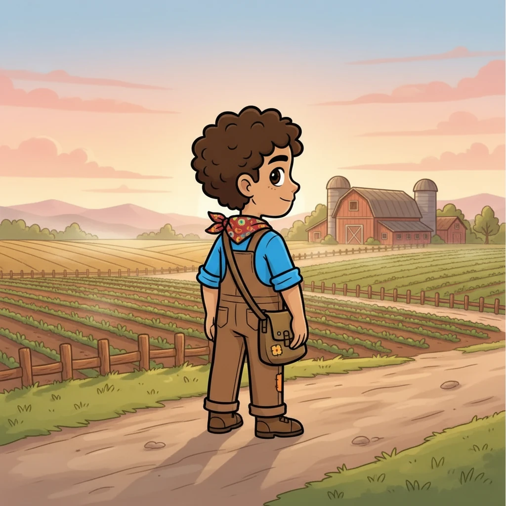 Mateo arrived at the sprawling farm under a sky painted with the blush of dawn. His worn bag held all his belongings, a testament to his journey. He looked out over the fields, ready to begin the back-breaking work that promised a meager living.