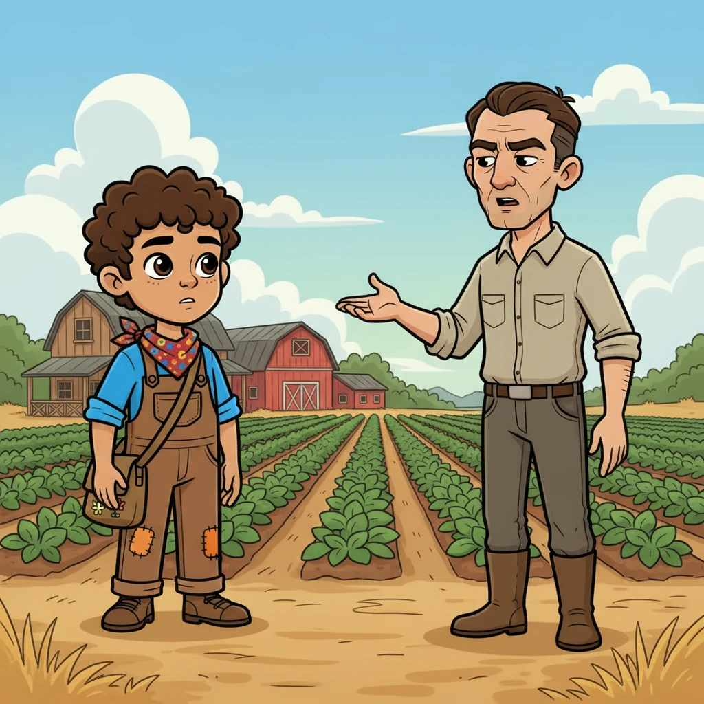 The employer, Mr. Henderson, a man with a stern face and a sharp gaze, greeted Mateo. He pointed towards the endless rows of crops, explaining the terms of their agreement. Mateo listened carefully, a mixture of hope and apprehension in his heart.