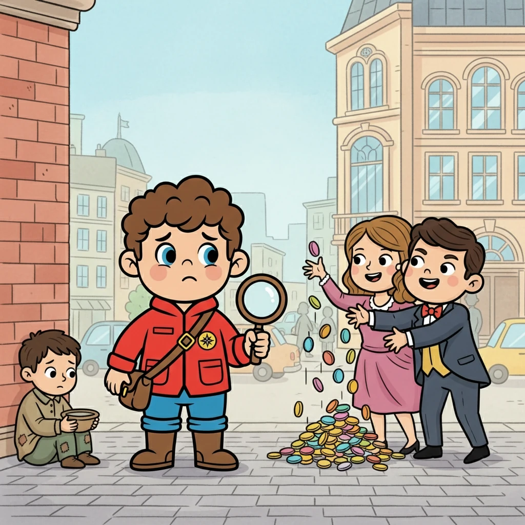 Em uma cidade movimentada, Ricardo testemunhou a desigualdade social. Ele viu pessoas ricas esbanjando dinheiro enquanto outras lutavam para sobreviver.