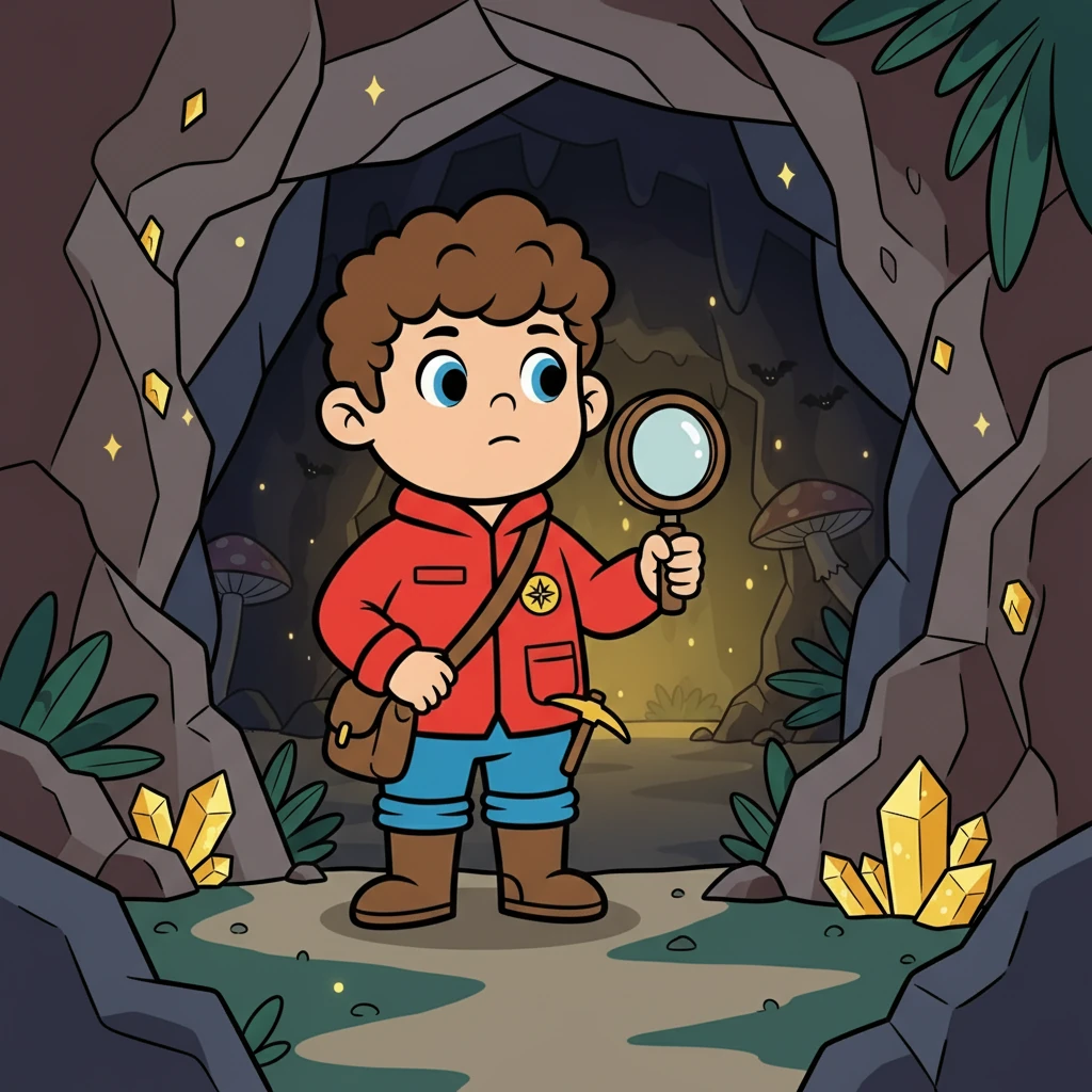 A jornada de Ricardo o levou a uma caverna misteriosa, onde o tesouro estava guardado. Ele hesitou, refletindo sobre o que havia aprendido.