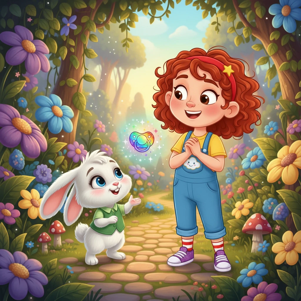 Sofia fez amizade com um coelhinho falante chamado Pipoca, que explicou que a chupeta era mágica e concedia desejos. Pipoca a incentivou a usar a chupeta com sabedoria, pois cada desejo tinha um preço. Juntos, eles decidiram explorar o jardim.