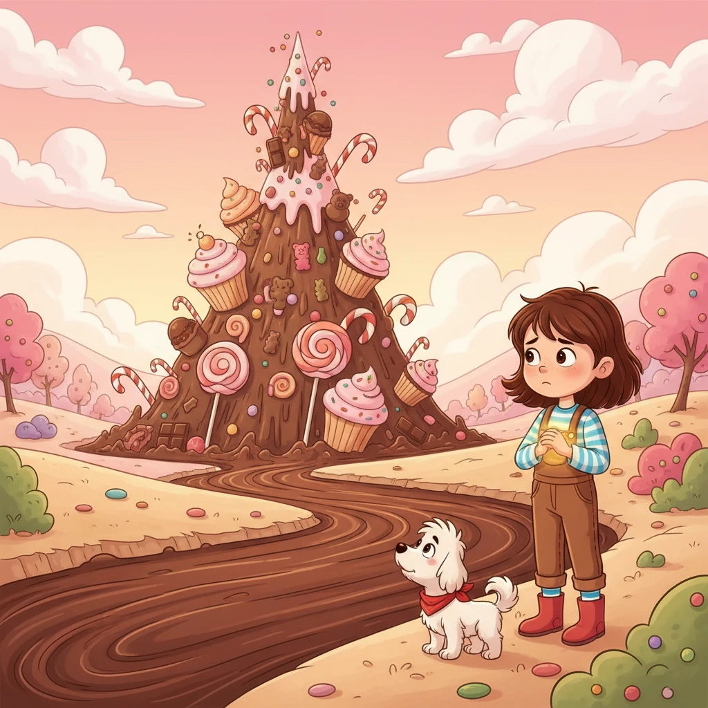 Em sua jornada, Sofia e Pipoca encontraram um rio de chocolate e uma montanha de doces. Sofia, tentada a pedir muitos doces, hesitou lembrando-se das palavras de Pipoca. Ela percebeu que a verdadeira magia estava em ajudar os outros.