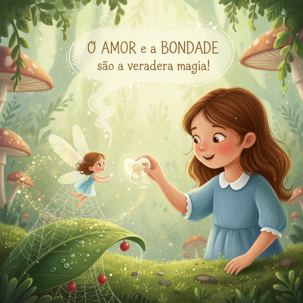 Sofia usou a chupeta para ajudar uma pequena fada que estava presa em uma teia de aranha. A fada, grata, revelou que a magia da chupeta vinha do amor e da bondade. Sofia se sentiu feliz por ter escolhido a amizade ao invés de doces.
