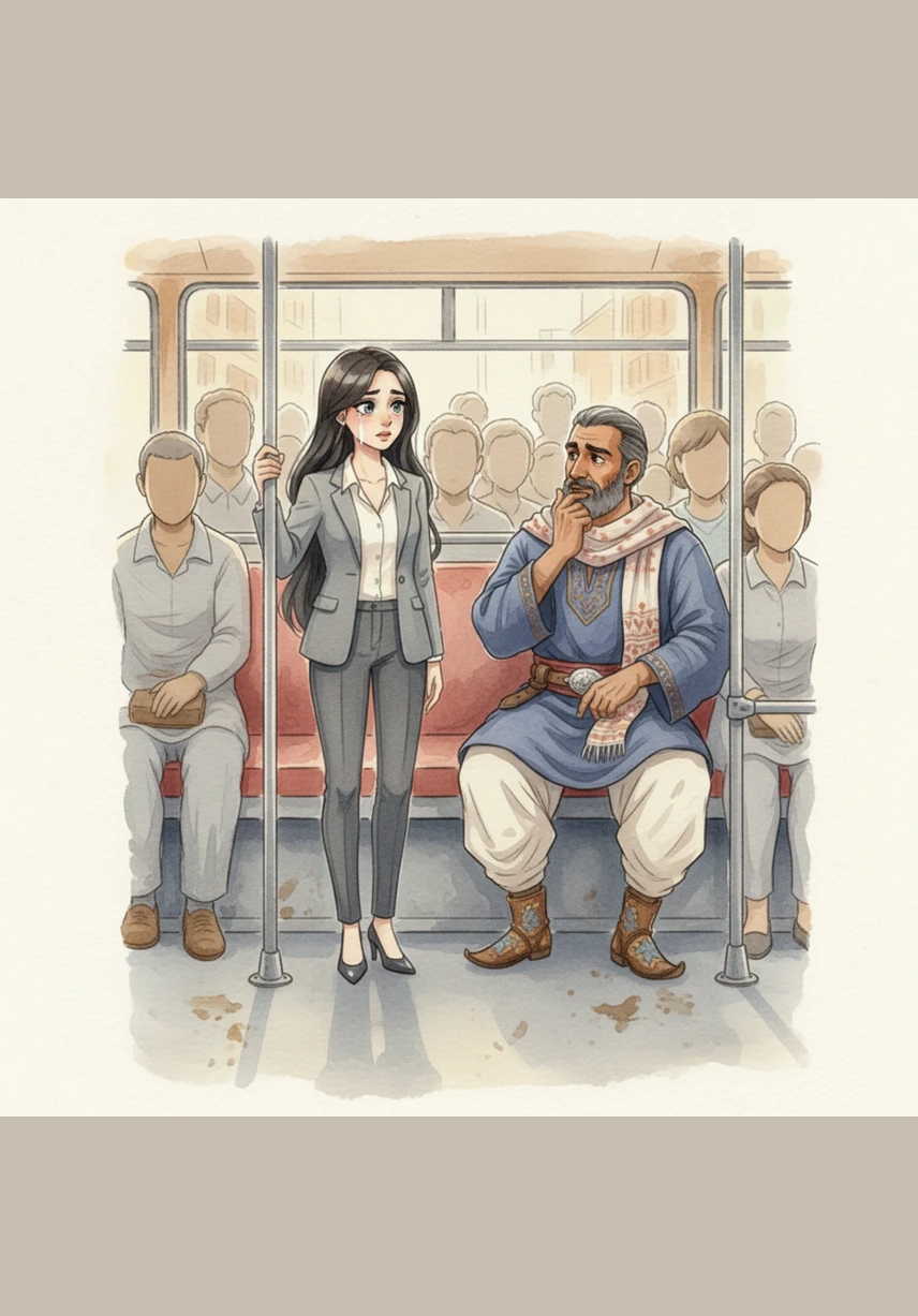 On a crowded bus, a woman caught his eye, her long hair flowing with a grace he had never seen before. In that moment, a strange and wonderful feeling took hold of him, a spark of light in his dim world.