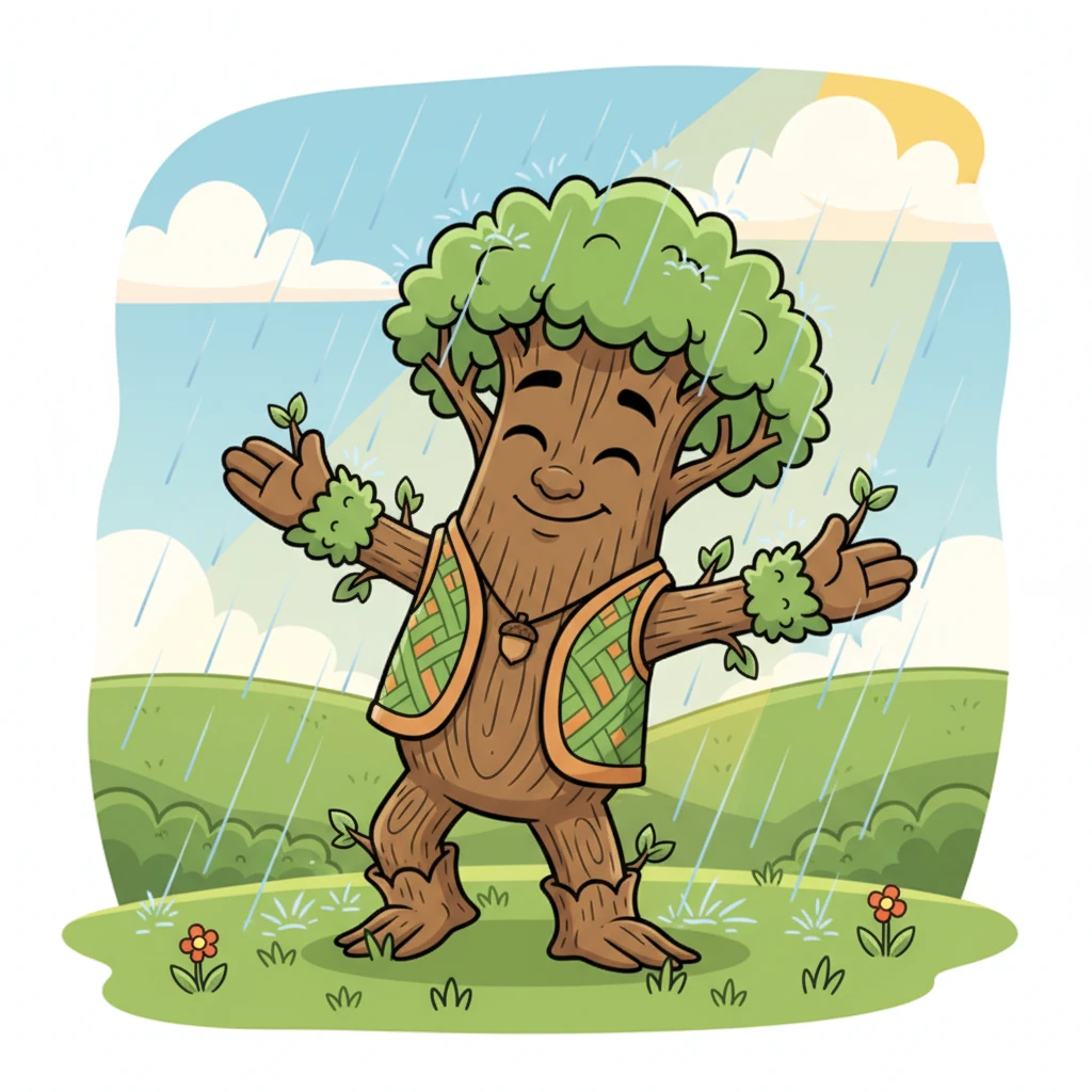 As spring arrived, Pip felt the soft, warm rain soak its roots and the sun tickle its new buds. It swayed happily, no longer rushing, simply enjoying the refreshing feeling of new growth.