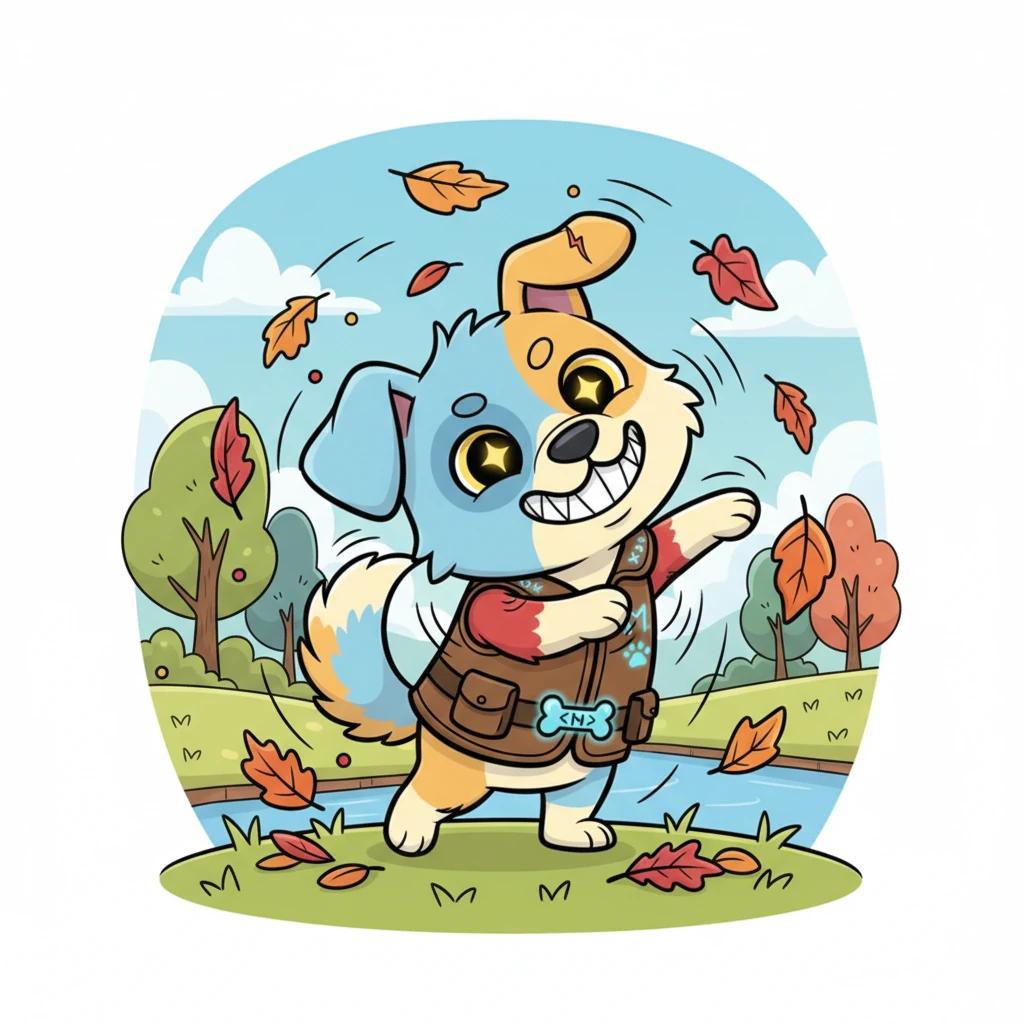 But Sparky wasn't one to stay down for long! A spark of determination lit up his eyes, and his tail gave a hopeful twitch. He shook off the leaves, a new, clever plan already bubbling in his happy doggy brain. "This time," he thought, "I'll be smarter!"