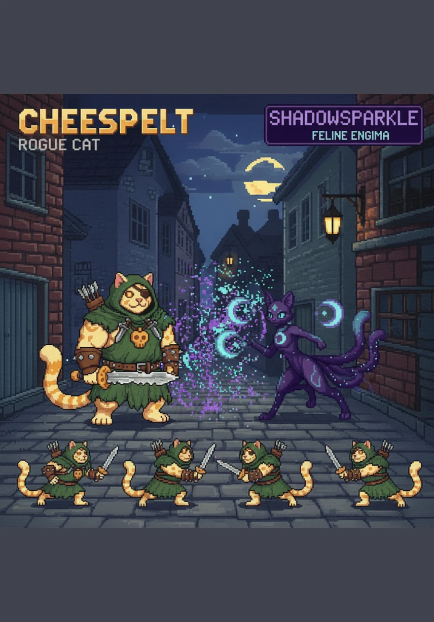 With a thunderous snarl, CheesePelt descended upon a rival clan camp, his long fangs bared in a display of raw power. He moved with a supernatural grace, claiming the territory as his own while the clan cats scattered in awe of his dominance.