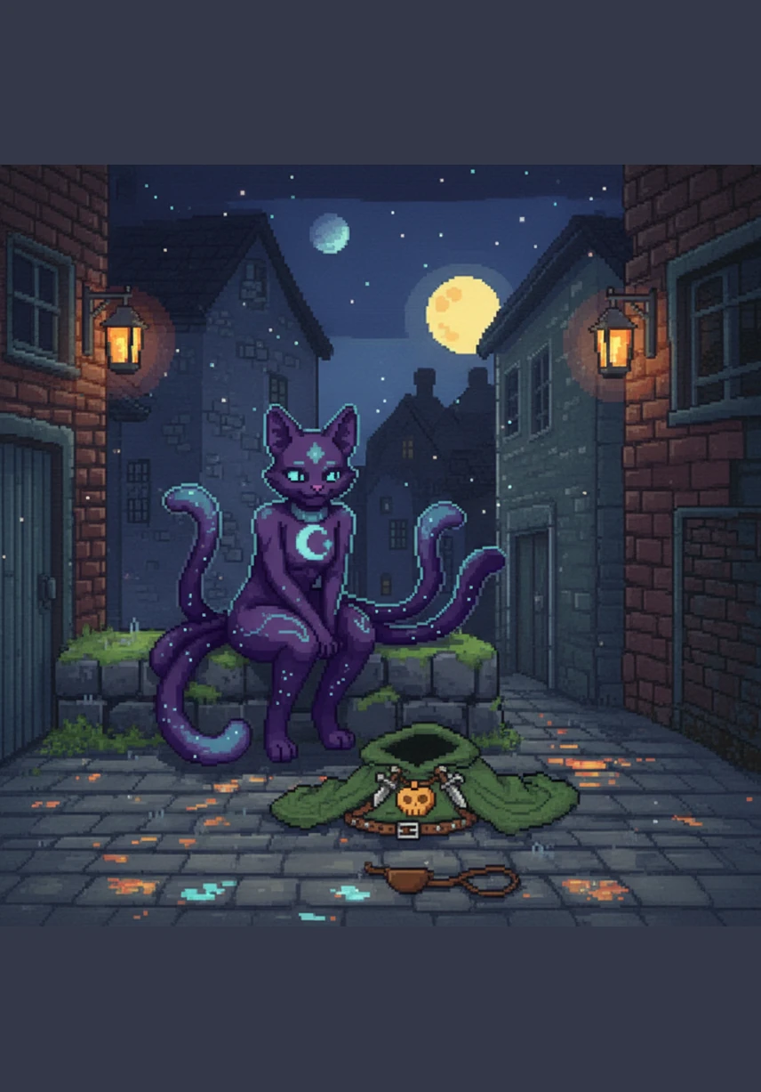 ShadowSparkle sat on the edge of the forest, looking back at the structured life and safety of her clan. The familiar scents of the camp called to her, yet the thrill of the rogue life with CheesePelt pulled harder at her adventurous heart.