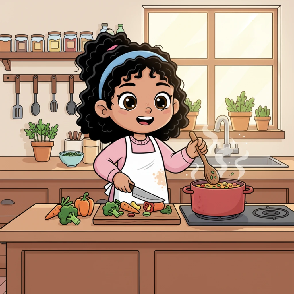 Back in her kitchen, Pippa hums as she meticulously prepares her Grand Feast dish. She chops, stirs, and sprinkles with precision, each movement a dance of culinary artistry. The aroma fills the air, promising an unforgettable meal for everyone.