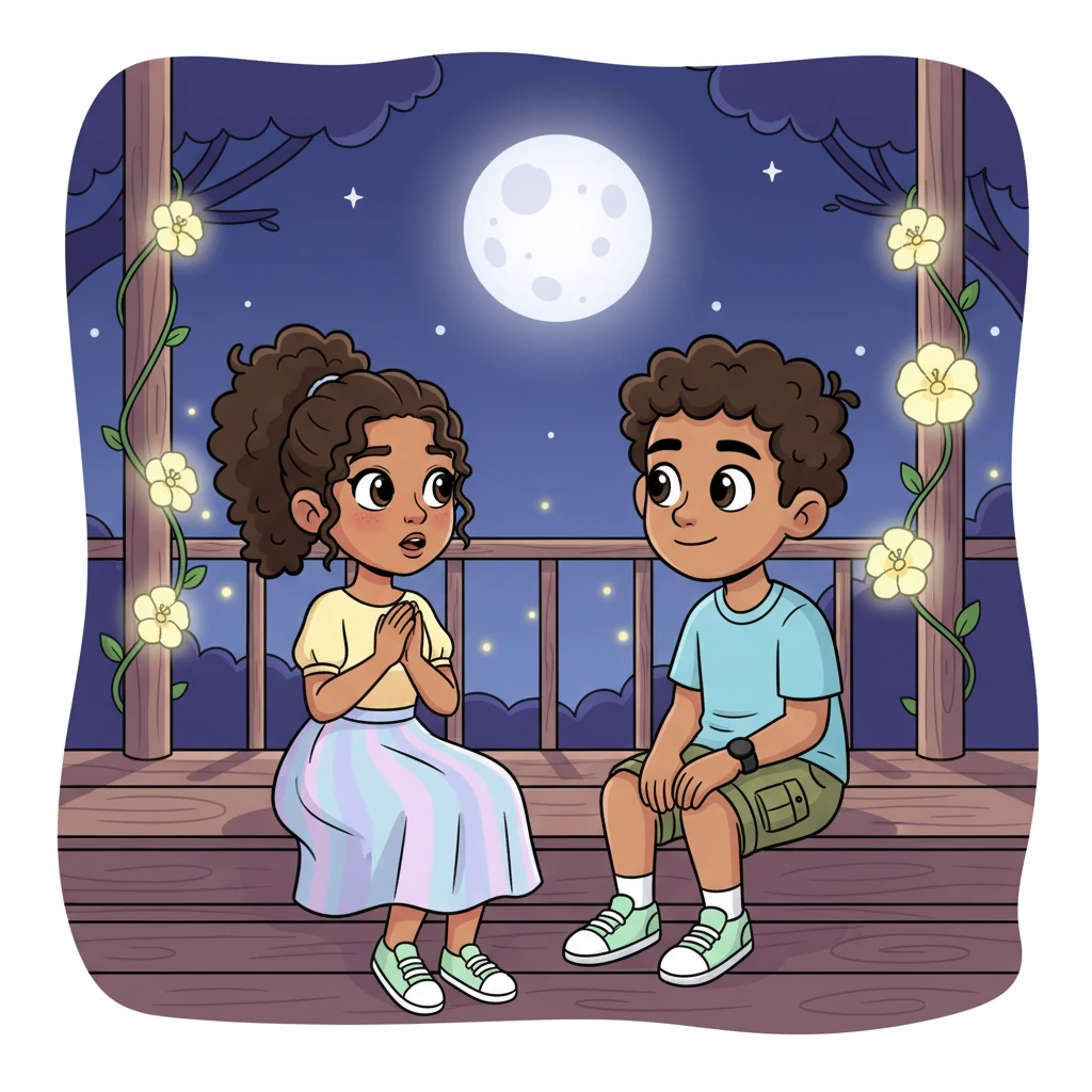 Later that week, they found themselves sitting on the moonlit veranda, the sounds of the night enveloping them. Ryan, taking a deep breath, gently asked Anjuly about her childhood dreams. To his surprise, she shyly opened up, sharing snippets of her life, her voice soft but steady, as he listened with genuine interest.