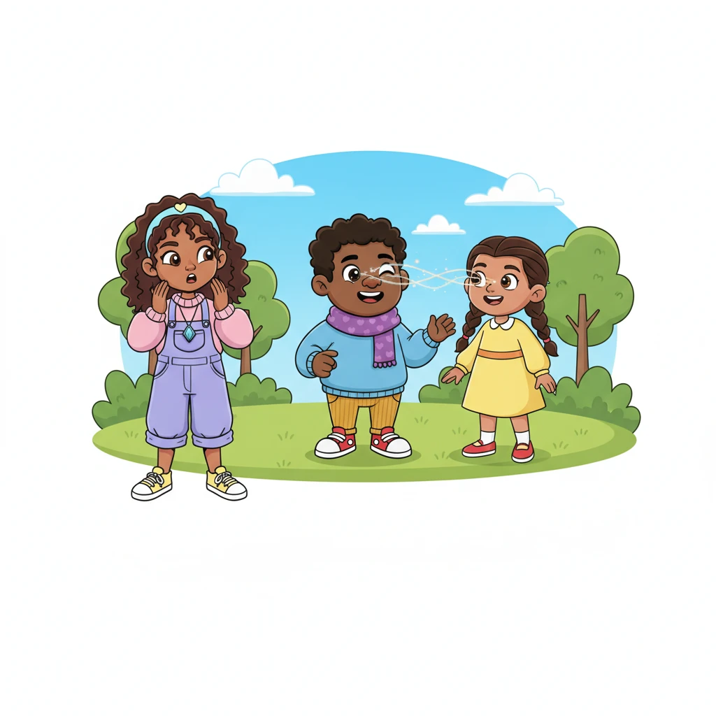 One sunny afternoon, while watching two friends chat, Lumi saw something peculiar. Faint, shimmering lines of light seemed to stretch between their eyes, like invisible threads dancing in the air. She blinked, wondering if she was seeing things.