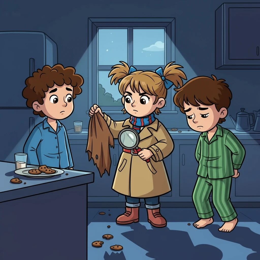 Anya confronted Mohit and Satwik with her findings. She showed them the torn shirt and questioned them. After some hesitation, Satwik confessed that they had both sneaked out for a midnight cookie raid!