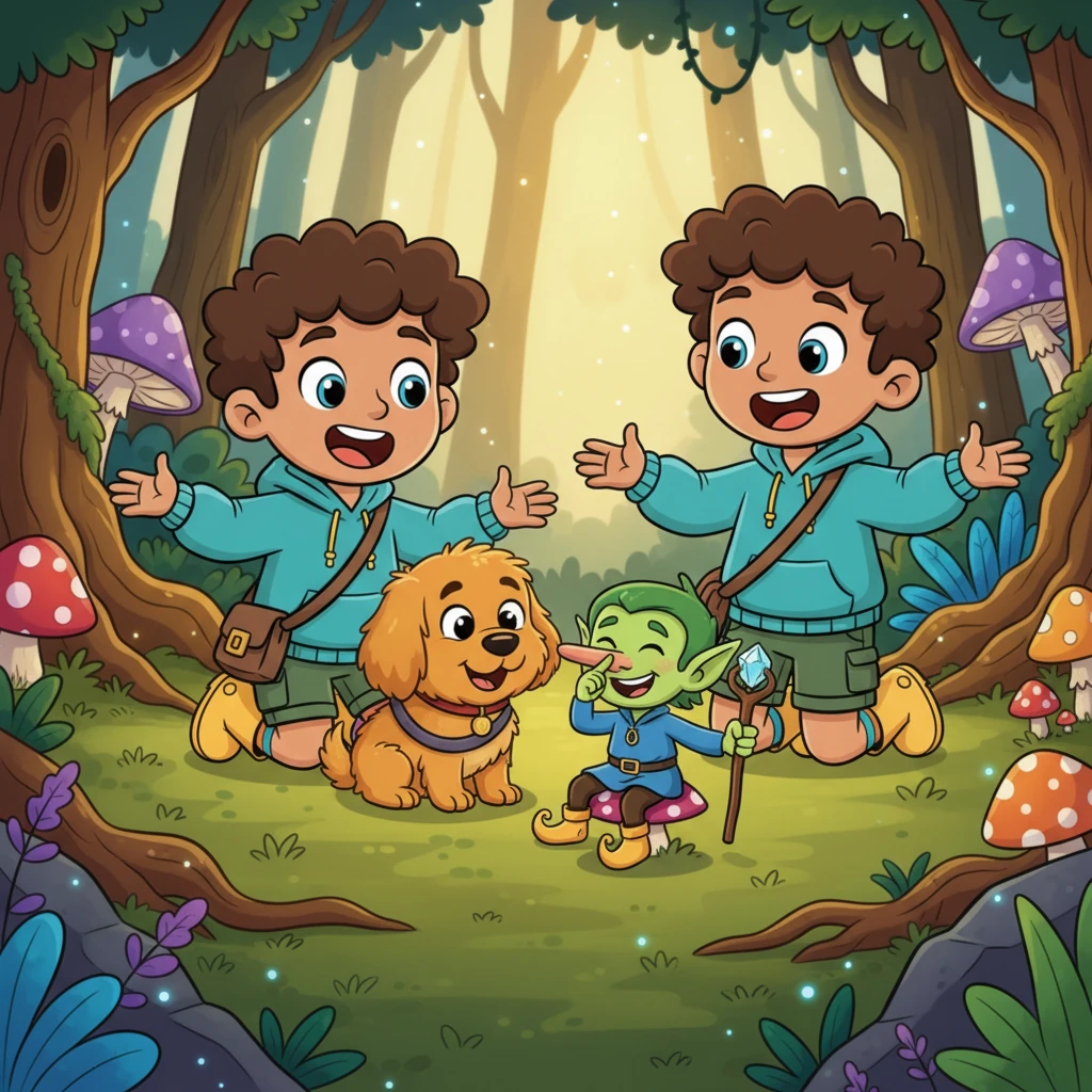 Ollie and George knelt down, their eyes full of awe, as they introduced themselves and Barnaby to the charming elf. Elwyn chuckled, tapping his pointy nose, clearly delighted to have visitors after what he claimed was a hundred years.