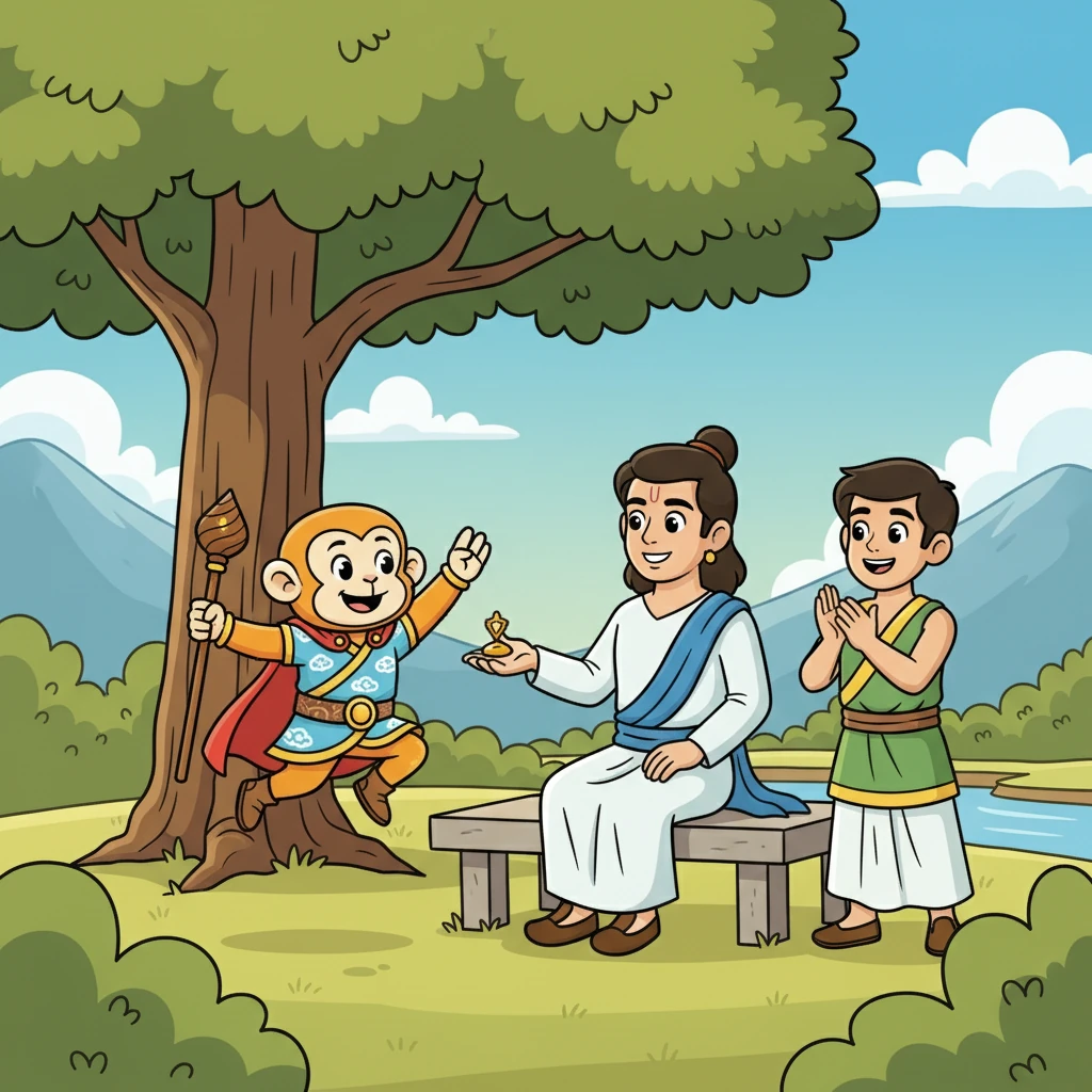 Returning to Lord Rama, Hanuman joyfully shared the news of Sita's whereabouts. He was hailed as a hero for his bravery and unwavering devotion.