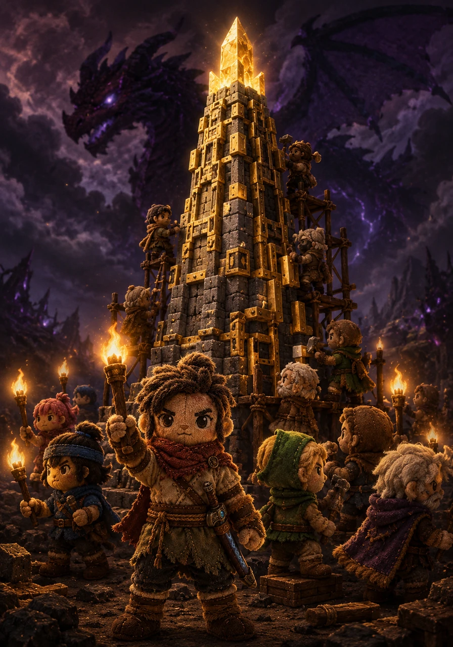Across the horizon, other survivors began to gather, their torches flickering like stars against the dark, corrupted sky. Together, they worked to build a towering monument of iron and gold to serve as a beacon for their final stand against the chaos.