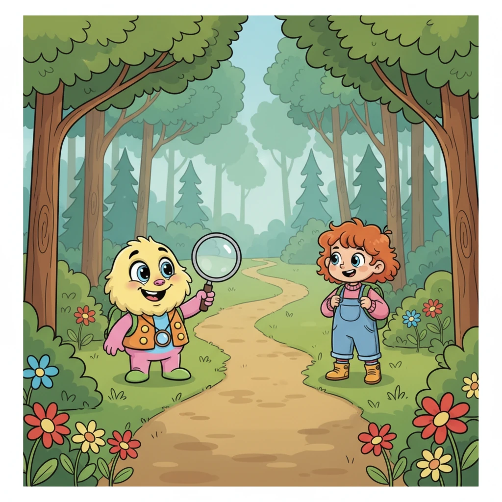 Z radosnym okrzykiem, dzieci wyruszyły na ścieżkę prowadzącą w głąb lasu. Drzewa szumiały im na powitanie, a kolorowe kwiaty kiwały główkami. Klara Mała, z lupą w ręku, szła na czele, gotowa na każdą przygodę.