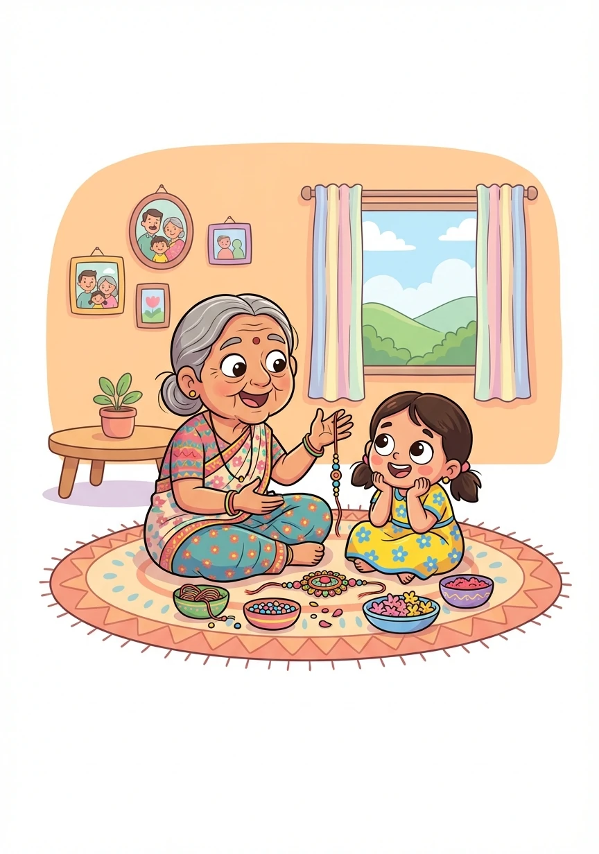 As they worked together, Aama told Paru stories of Teej festivals past. She spoke of strong women, lasting friendships, and the importance of celebrating their shared heritage. Paru listened, captivated by the tales and the love that filled Aama's voice.
