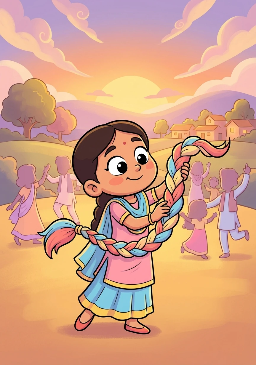 As the sun set, casting a golden glow over the festivities, Paru realized that she was not an outsider, but an integral part of her family's story. The Chulthi, a symbol of love and sisterhood, had woven her heart into the tapestry of Teej.