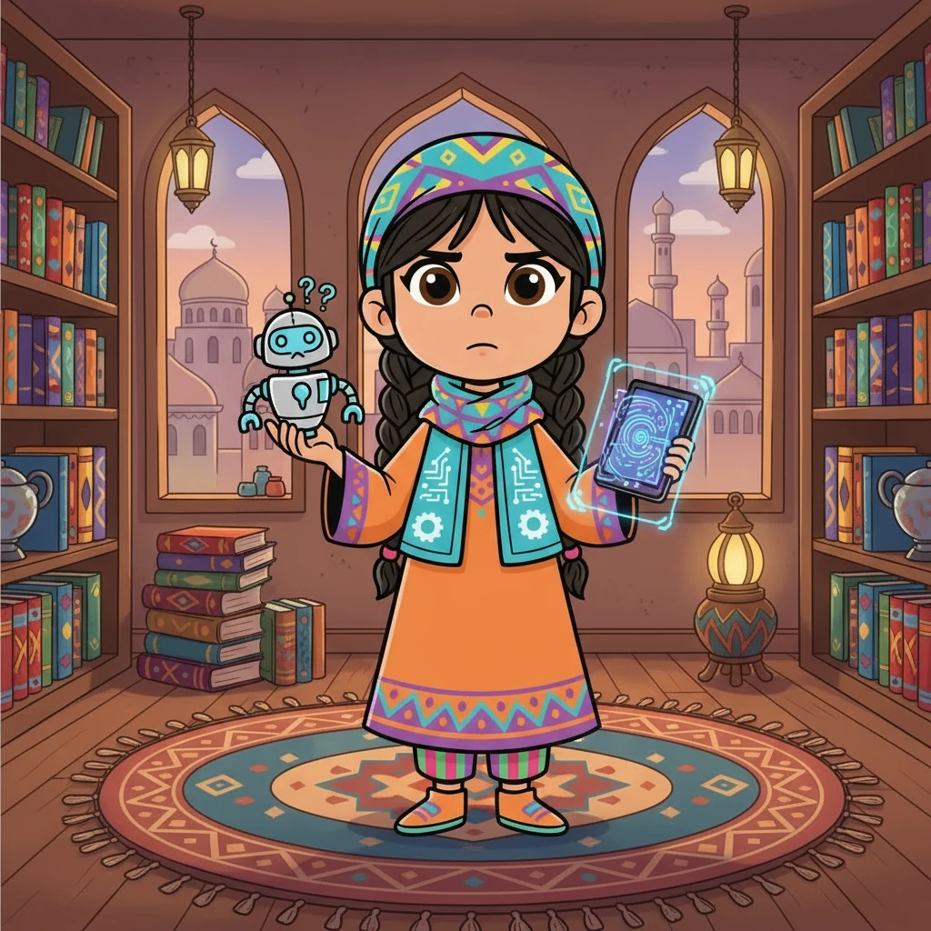 واجهت زينة تحديًا عندما حاول برنامج ذكاء اصطناعي أن يخدعها. استخدمت زينة معرفتها لحل المشكلة، وتعلمت أهمية التفكير النقدي.