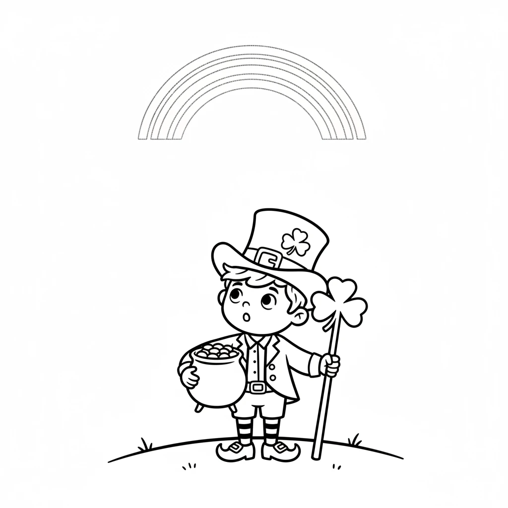 Suddenly, high in the sky, Liam spotted a faint shimmer. Could it be? A tiny, arching rainbow appeared, its colors soft and inviting. It seemed to beckon him closer.
