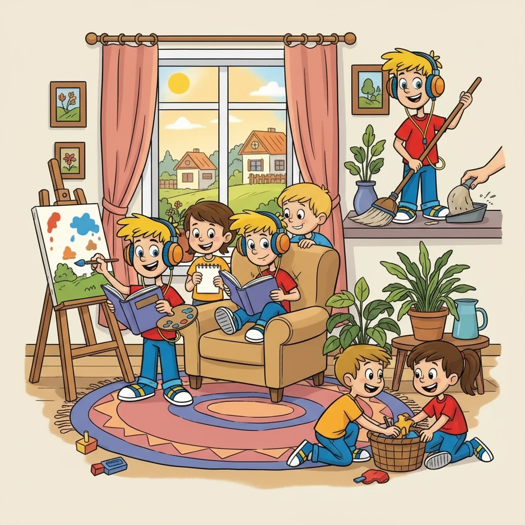 Андрюша начал находить новые хобби: рисование, чтение книг и помощь родителям по дому. Он понял, что мир полон интересных вещей, которые приносят больше удовольствия, чем виртуальные приключения. Его друзья тоже заметили изменения, и они вместе стали проводить больше времени вместе.