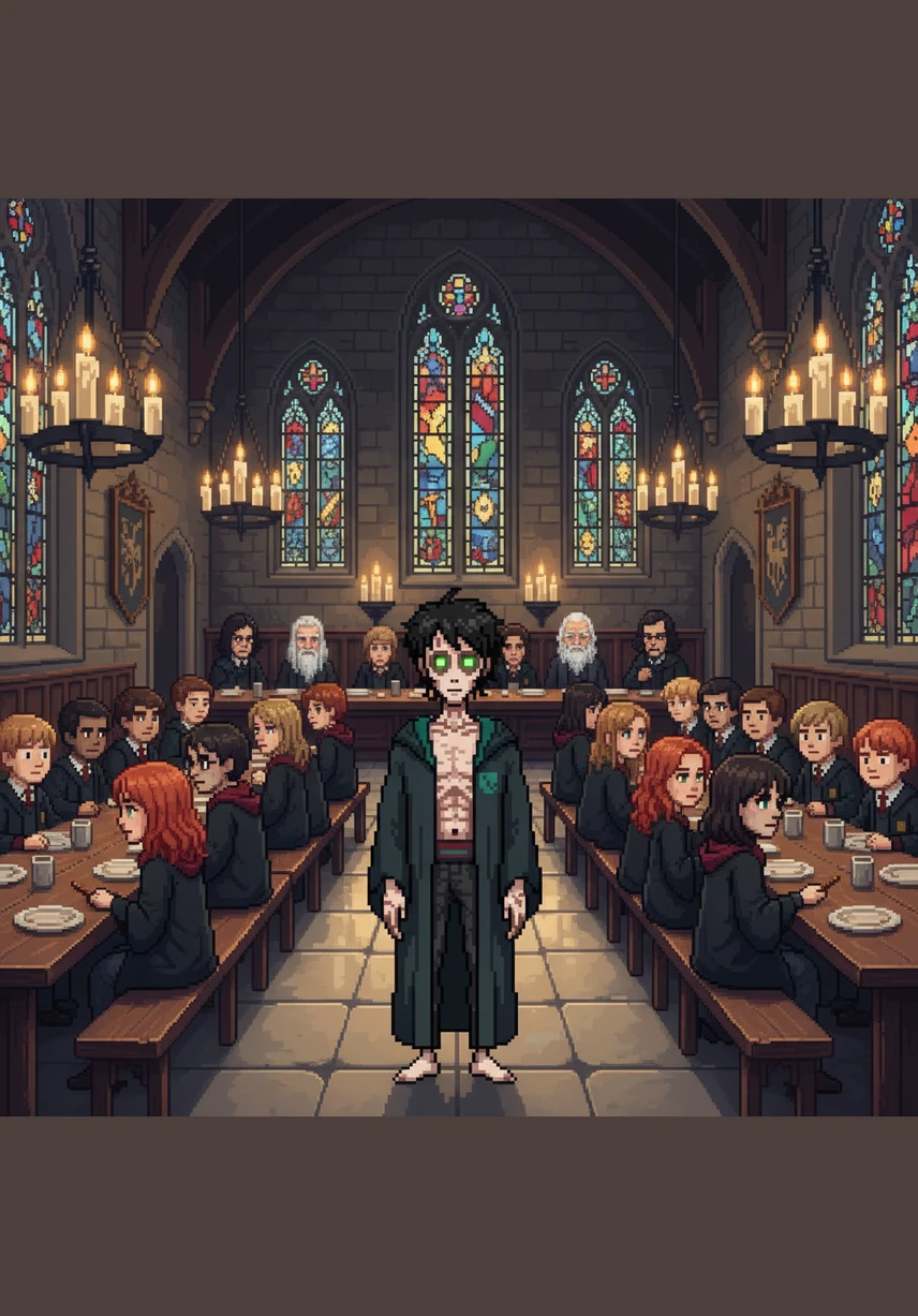 Under det femte året tyngdes Harry av den mörka sanningen om Voldemorts återkomst, en börda som ingen utom Fenixorden trodde på. Han blev likblek och skrämmande mager, en skugga av sitt forna jag som knappt orkade äta eller tala med någon i den stora salen.