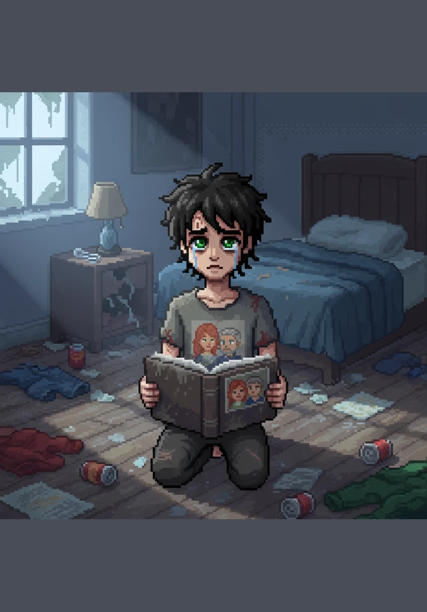 Några dagar senare hittade Harry fotoboken slängd och bortglömd på det kalla golvet i Charles stökiga rum, täckt av damm och skräp. Det var i det ögonblicket som något djupt inom honom gick sönder helt, och han insåg med en förlamande visshet att han aldrig skulle bli älskad av dem.