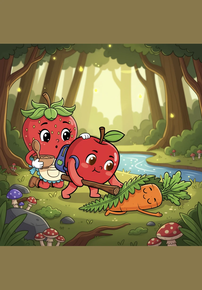 انحنى 'تُفَّاح' وفتح الكيس بحذر، لتلمع عيناه من المفاجأة حين رأى قطعاً نقدية ذهبية تتلألأ تحت أشعة الشمس الدافئة التي تتسلل من بين أغصان الأشجار الكثيفة.