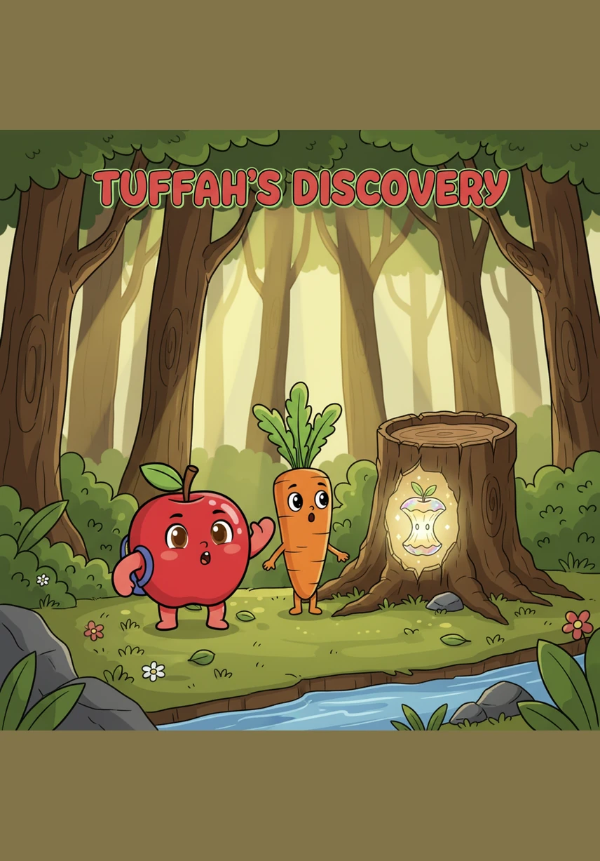 وصل 'تُفَّاح' إلى بئر الغابة القديمة، وهناك سمع أنيناً حزيناً يصدر من خلف جذع شجرة بلوط ضخمة، فاقترب بهدوء ليستكشف الأمر.