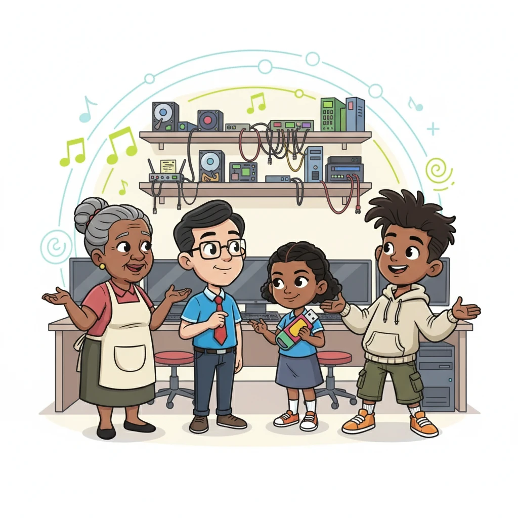 Keon Richards, a bright ICT student, stepped in. "Auntie Blossom, you need a backup!" he exclaimed. Shanice Brown, a staunch USB advocate, chimed in, "USB is the best!" Tevin "Tekkie" Blake, the drama king, added his two cents. Mr. Wong, the IT teacher, was there to mediate.