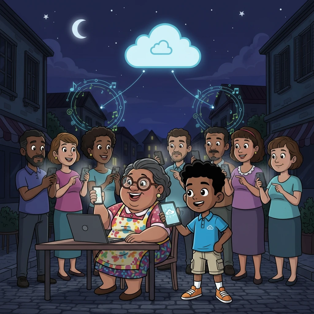 A massive power outage hit Ocho Rios, plunging the town into darkness! Auntie Blossom's local computers went black, but Keon’s cloud storage was still accessible. Thanks to the cloud, she could access recipes and take orders using her phone. Everyone was amazed at the cloud’s resilience.