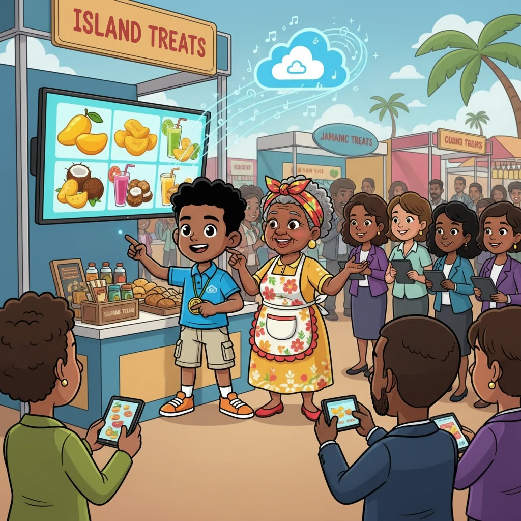 The annual Tourism Expo in St. Ann was a big opportunity for Island Treats. Auntie Blossom wanted to showcase her menu with vibrant pictures and videos. With the cloud, Keon and Auntie Blossom were able to easily share their menu with investors and clients, impressing everyone.