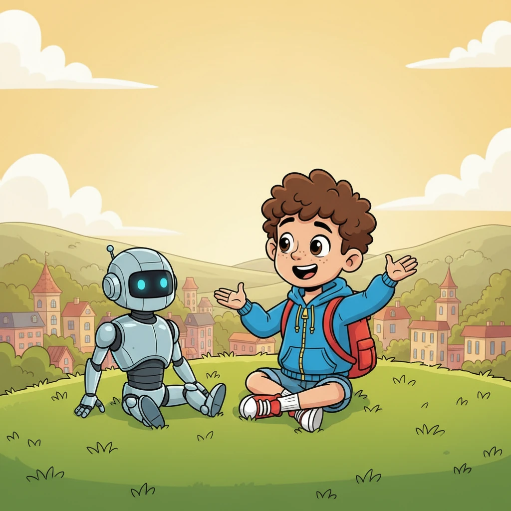 Days turned into weeks, and Samy and Aibot became the best of friends, a perfect blend of human heart and robotic logic. They often sat together, Samy teaching Aibot about the world's wonders, and Aibot challenging Samy with brilliant new ideas, their bond growing stronger with every shared moment.