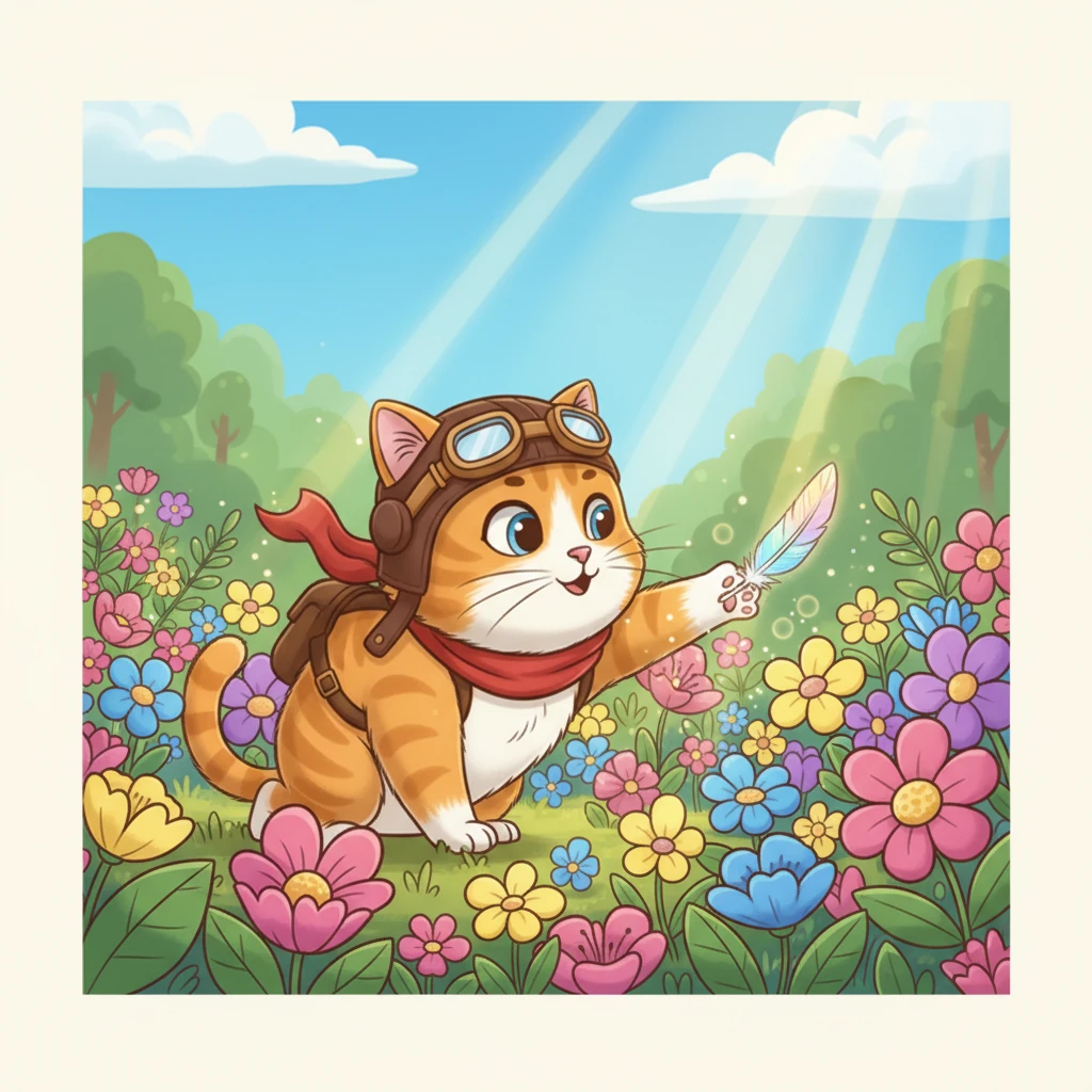 One sunny afternoon, while exploring the flowerbeds, Milo discovered a shimmering, iridescent feather. It glowed with a faint, magical light, unlike any feather he had ever seen before.