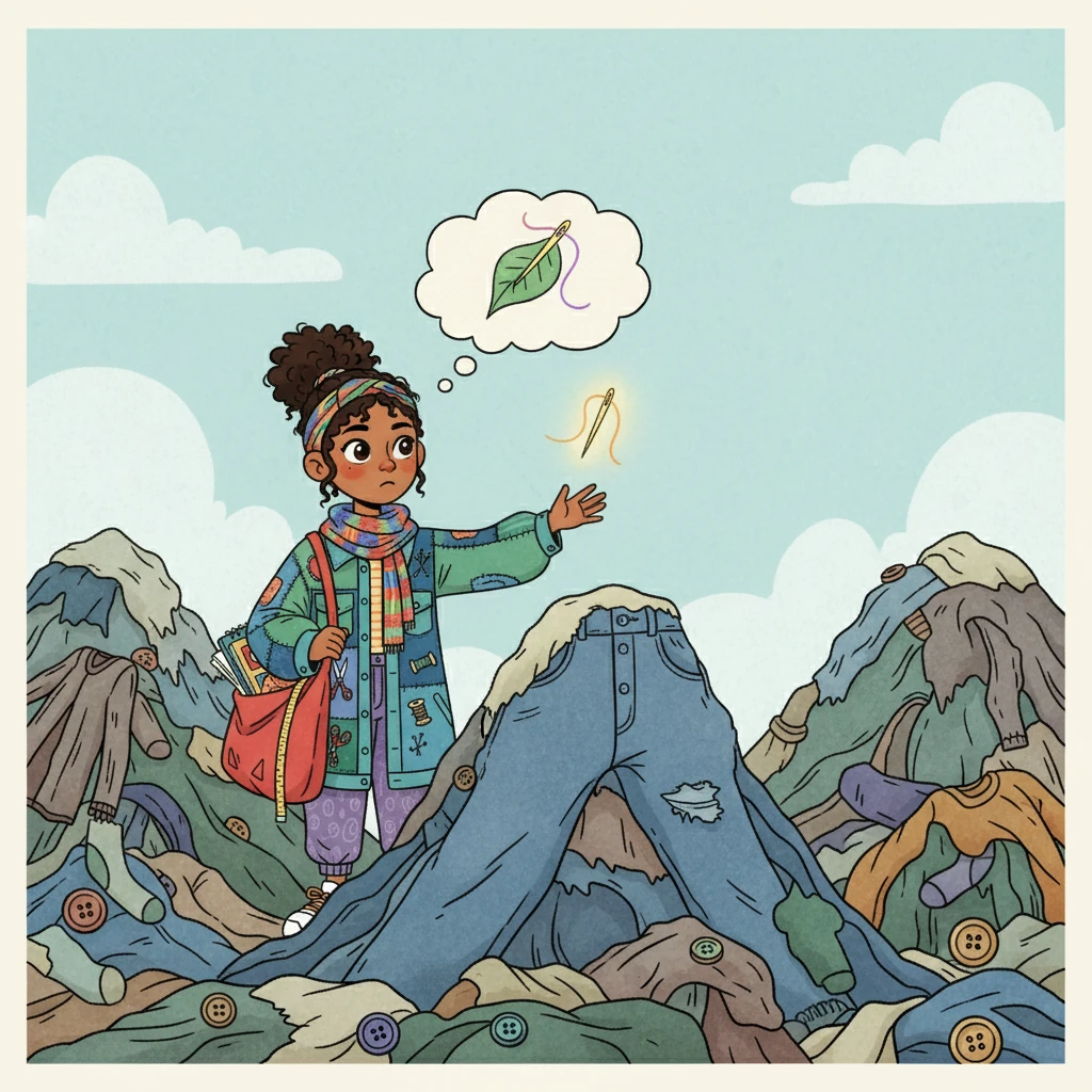 Amira’s eyes, filled with concern, gazed at the mountains of discarded garments. She imagined the waste, the pollution, and the lack of care that went into each piece. A single thought sparked in her mind: “What if fashion could have meaning?”