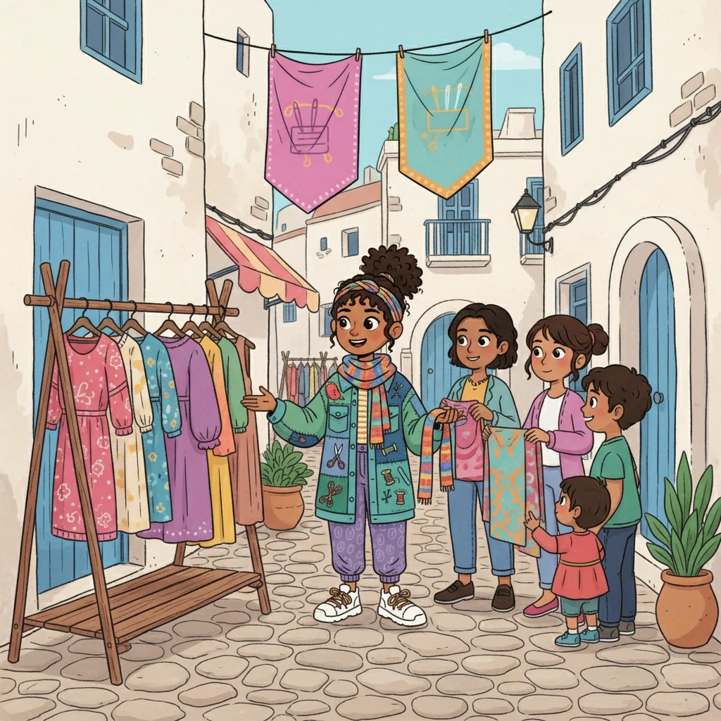 The first Ethica pop-up shop opened in a charming alleyway in Tunis. The clothes were displayed with care, telling the story of their origin. Customers were drawn to the unique designs and the brand's commitment to ethical practices.