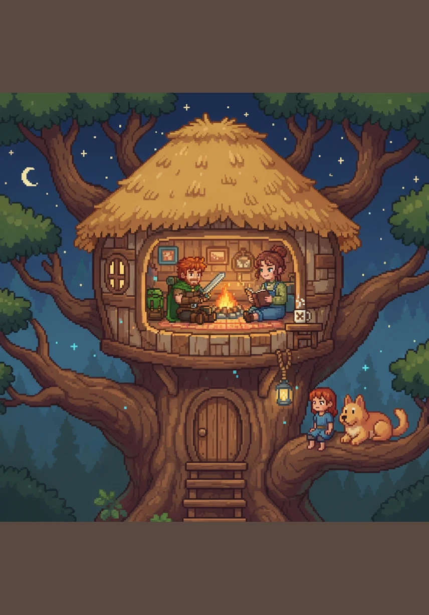 High up in the branches of the old oak tree, Brady notices a pair of robins busy at work. He stays very still, watching them weave tiny twigs and dried grass into a cozy nest for their future family.