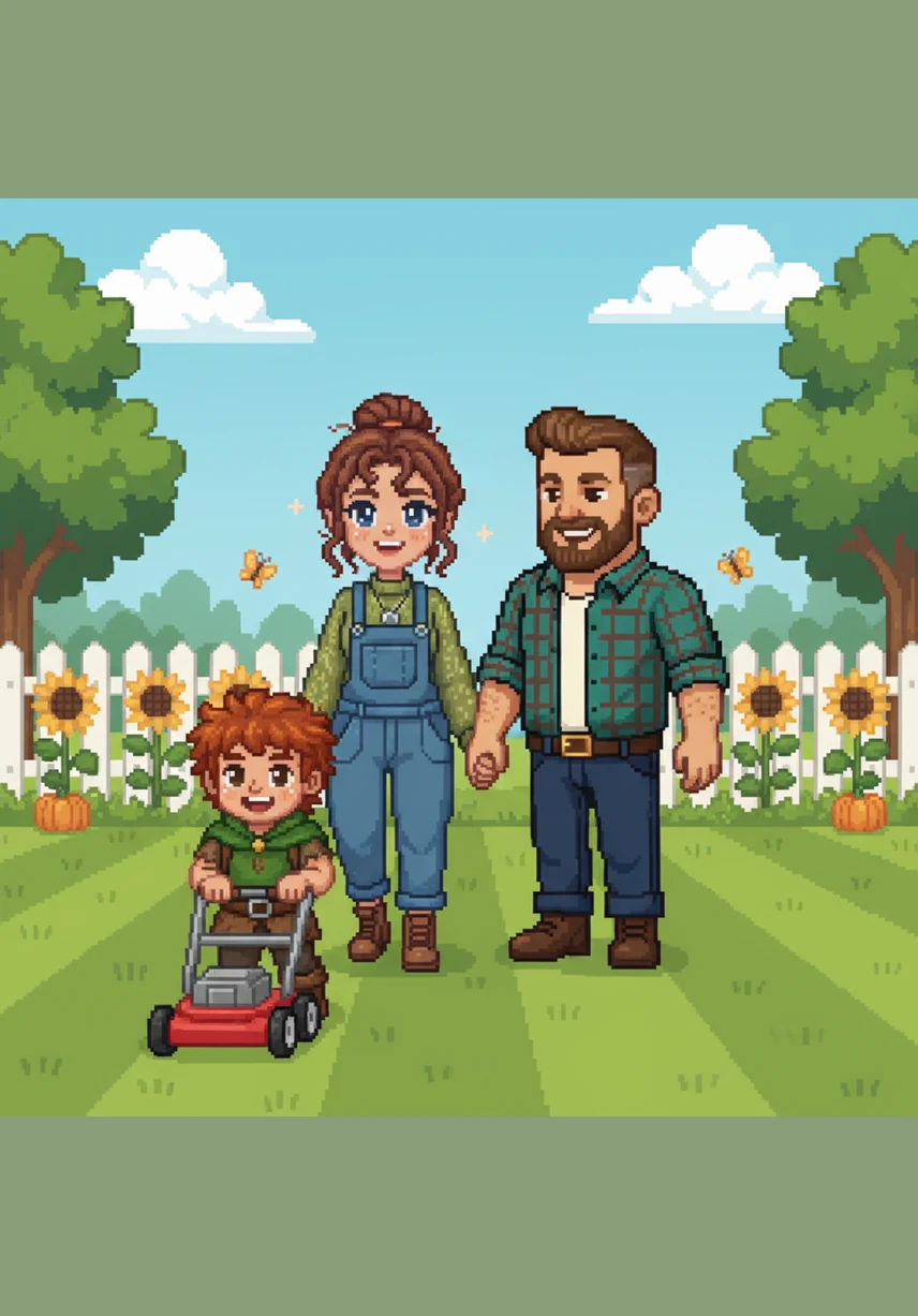 Brady proudly marches behind his parents, pushing his toy mower over the neat rows of cut grass. He realizes that while waiting was hard, the wonders of spring made the arrival of summer even more special.