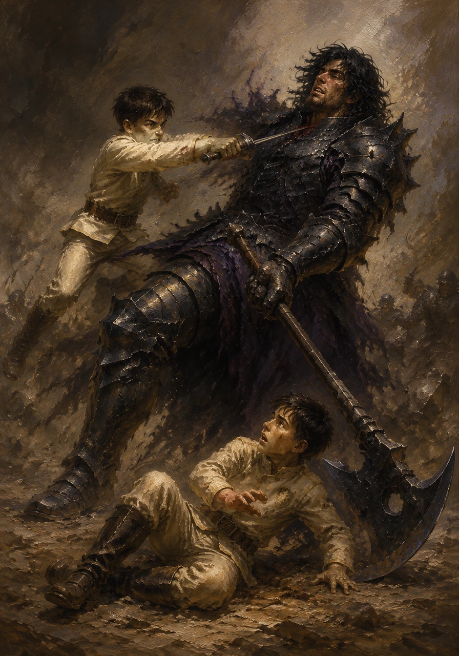 Seeing his best friend in mortal danger, Thomas forgot all his fears and charged forward, thrusting his thin rapier into the gaps of the Joko commander's armor. Though his rank was low, his precise, unexpected strike forced Kaelen to stumble backward, breaking the deadly pressure on Lucas.