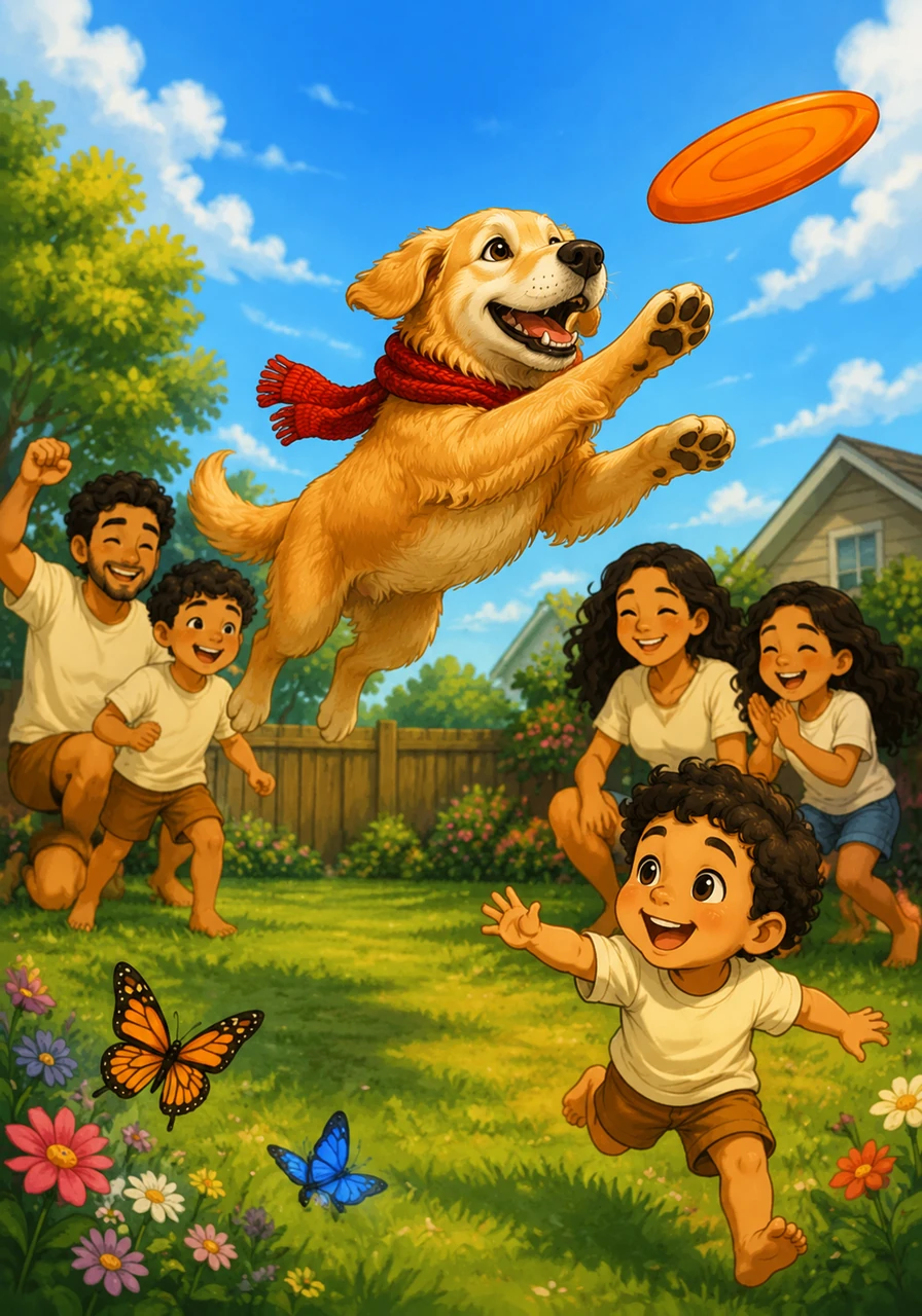 Summer afternoons were spent in the backyard, where Barnaby became a champion at catching flying discs and chasing butterflies. The sound of children’s laughter echoed through the neighborhood as he leaped through the air, a blur of golden fur against the bright blue sky.