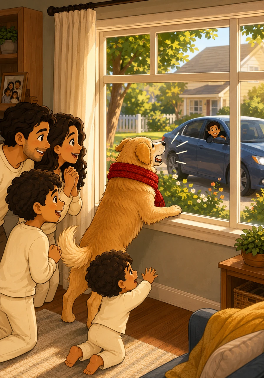 As the years passed, Barnaby became the family’s most reliable clock, waiting patiently by the front window every single afternoon. The moment the car pulled into the driveway, his joyful barks signaled that the best part of the day had finally arrived.
