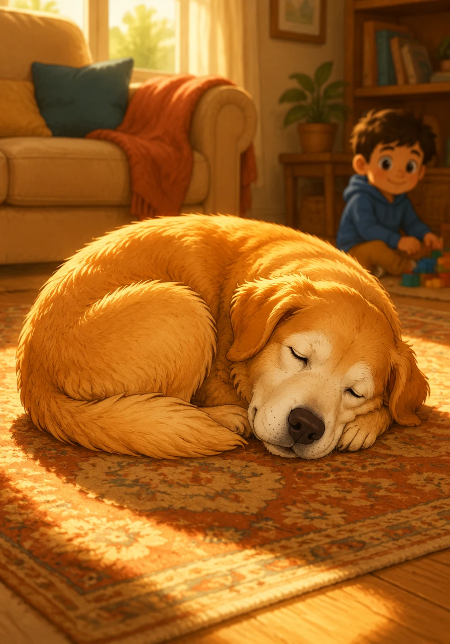 His muzzle slowly began to turn a soft silver, and his pace grew a bit slower on their daily walks, but Barnaby’s spirit remained as vibrant as ever. He now preferred long, peaceful naps in the golden patches of sunlight that stretched across the living room rug.