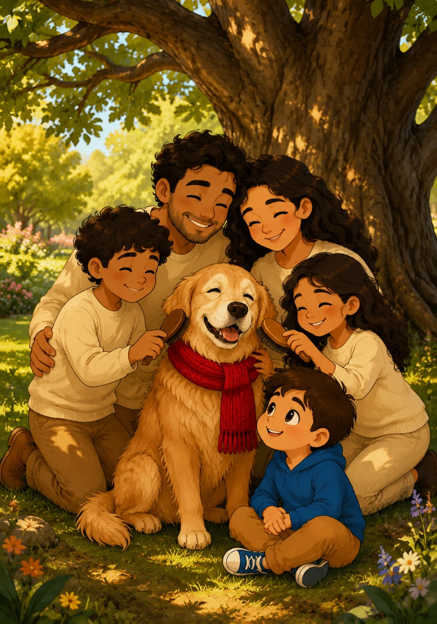 Under the shade of the old oak tree, the family gathered to brush his soft fur and share stories of his many funny adventures. Barnaby leaned into their touch with a contented sigh, a gentle reminder that love doesn't need to be loud to be incredibly powerful.