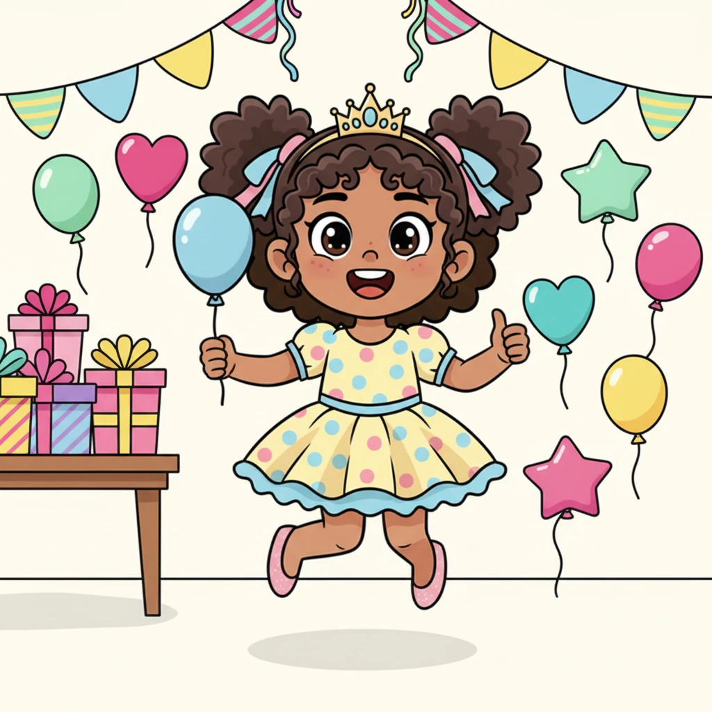It was Riya’s birthday, and her heart fluttered with excitement! Mumma had worked hard, decorating the house with colorful balloons and streamers, planning the perfect party just for her little girl. Riya bounced with joy, ready for the best day ever.