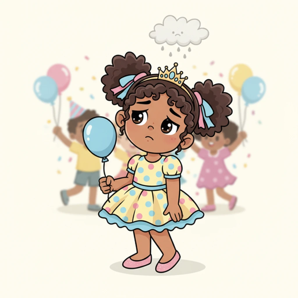 Amidst all the fun, a little cloud of sadness drifted over Riya. She missed her best friend, Tiya, who couldn’t come to the party because she was feeling unwell. Riya’s smile faded a little as she thought of Tiya.