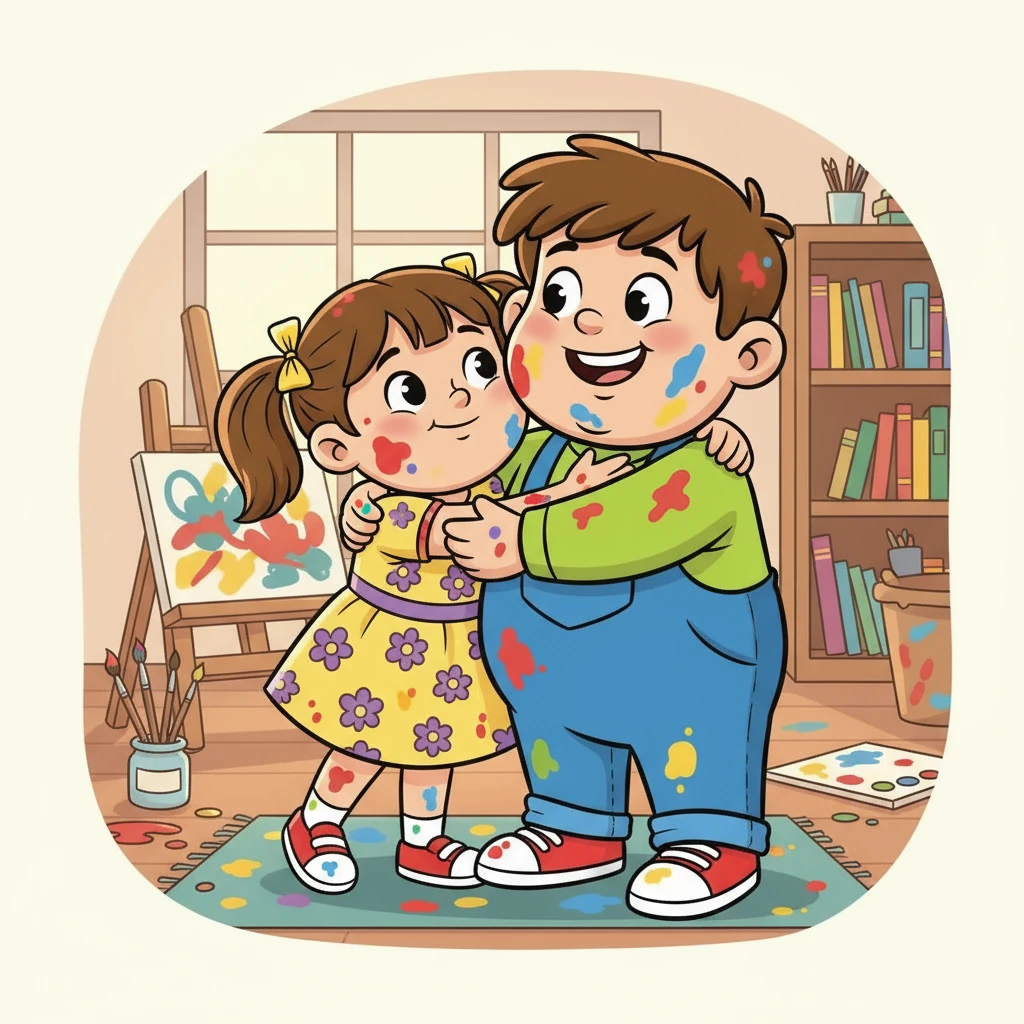 At the end of the day, Ronan, covered in paint and smiles, gave Belle a big hug. He learned that while the world is full of tempting things, some are better for looking at and creating with. He knew that the best adventures were the safe ones.