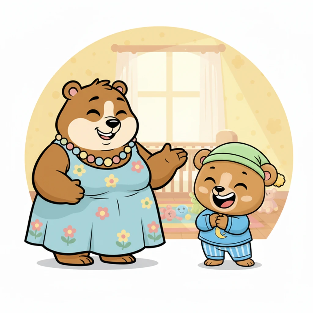 "¿Estás seguro, mi osito?", pregunta Mama Osa con una risita, repitiendo la pregunta con un guiño. Milo se ríe también, disfrutando del pequeño juego. Él sabe que Mama Osa solo quiere asegurarse.